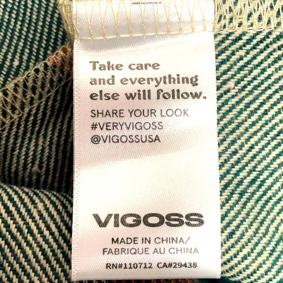 Shacket jade green and coral plaid long sleeve button down XS - Picture 11 of 13